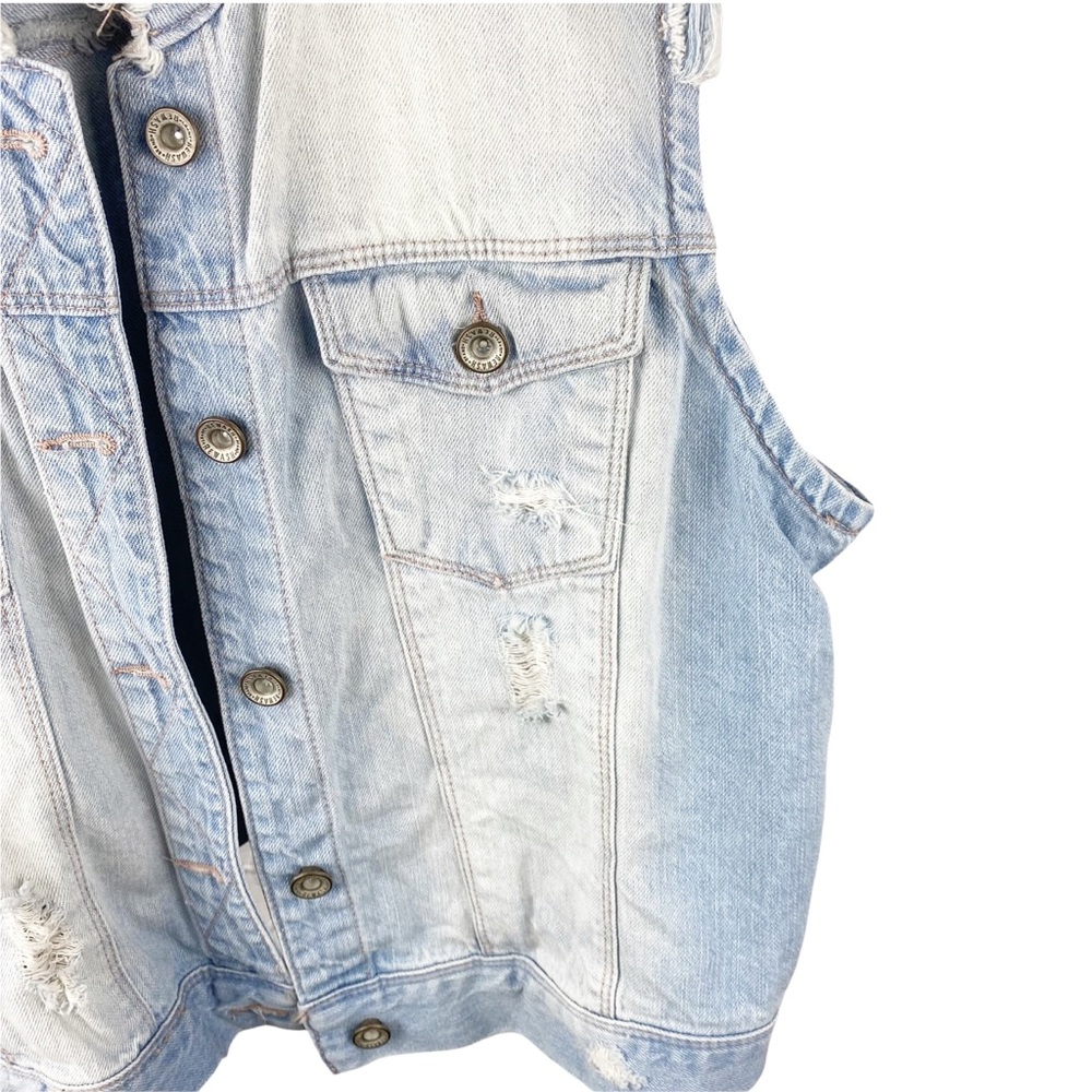 Rewash Vintage Distressed Destroyed Denim Jacket Vest Size Large - Picture 3 of 8